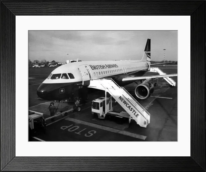 Framed Print : A new 50m British Airways Airbus A320 aircraft at Newcastle Airport Framed Print : A new 50m British Airways Airbus A320 aircraft at Newcastle Airport