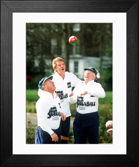 Framed Print : Tom Finney with Denis Law and Nat Lofthouse at the launch of Soccaball Framed Print : Tom Finney with Denis Law and Nat Lofthouse at the launch of Soccaball