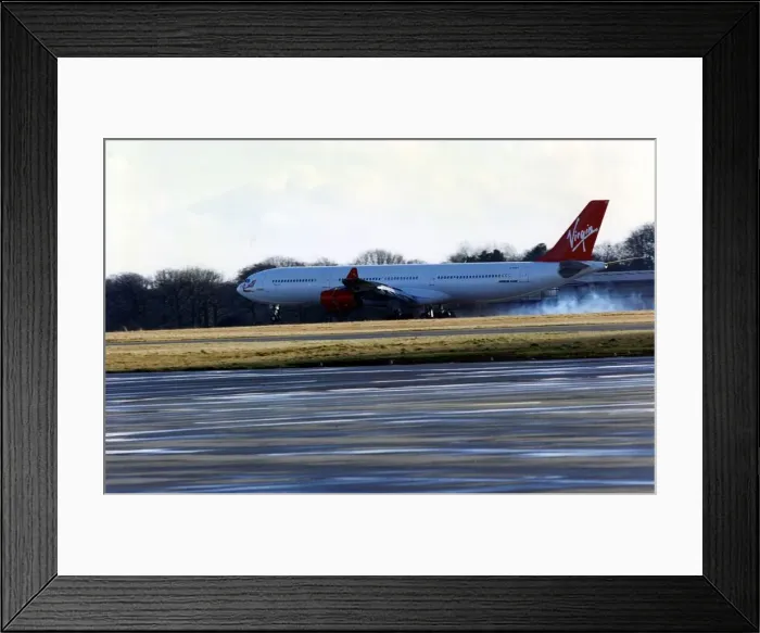 Framed Print : A Virgin Atlantic Airbus A340 aircraft at Newcastle Airport, circa 1997 Framed Print : A Virgin Atlantic Airbus A340 aircraft at Newcastle Airport, circa 1997