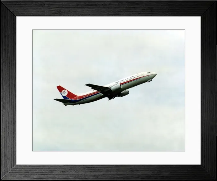 Framed Print : A Dan-Air Boeing 737 at Newcastle International Airport. 27  /  09  /  90