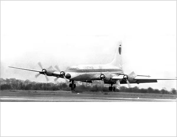Touchdown for the last time for Northeasts former BOAC Bristol Britannia 102 G-ANBK