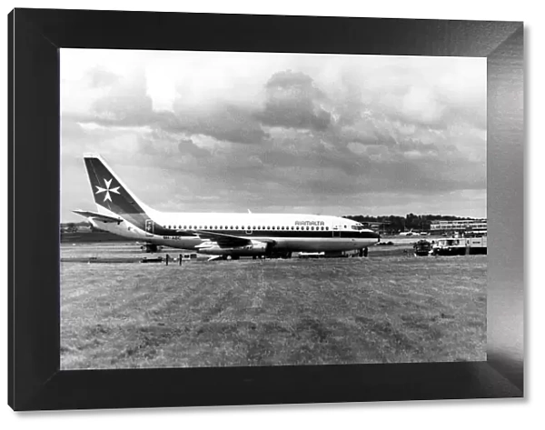 An Air Malta Boeing 737 at Newcastle International Airport. 05  /  08  /  1985