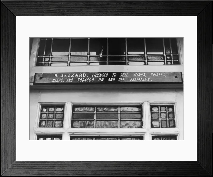 Framed Print : Picture showing licence above the door at The Thatched House pub, Dalling Road, W6 Framed Print : Picture showing licence above the door at The Thatched House pub, Dalling Road, W6