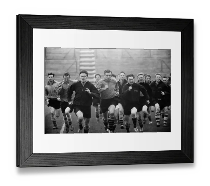Framed Print : Fulham in training ahead of the 1958 FA Cup Semi-final. 18th March 1958 Framed Print : Fulham in training ahead of the 1958 FA Cup Semi-final. 18th March 1958