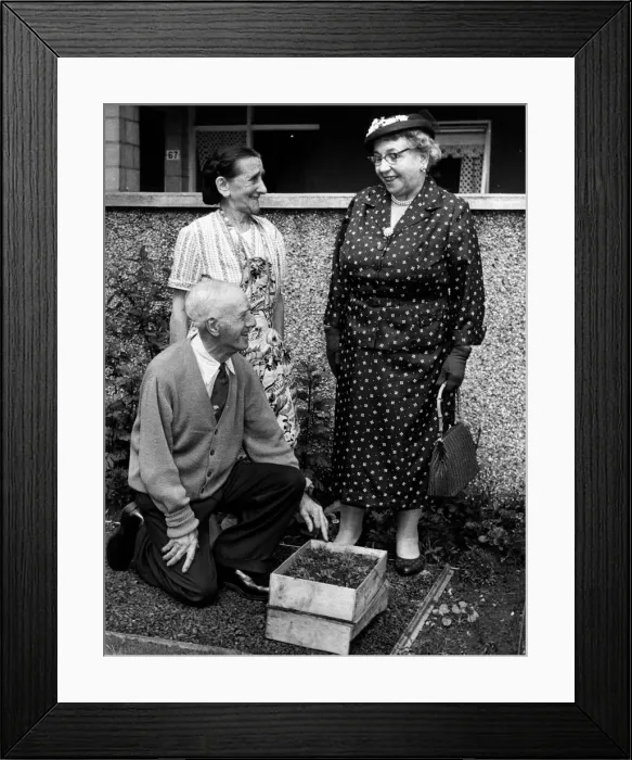 Framed Print : Mrs Alice Cullen MP for the Gorbals, has another look at the modern flats in Lawmoor Framed Print : Mrs Alice Cullen MP for the Gorbals, has another look at the modern flats in Lawmoor
