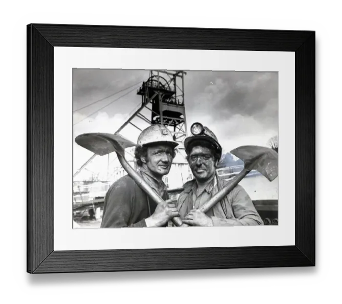 Framed Print : Coal - Miners - Miners came up from underground for the last time, at Britannia Colliery