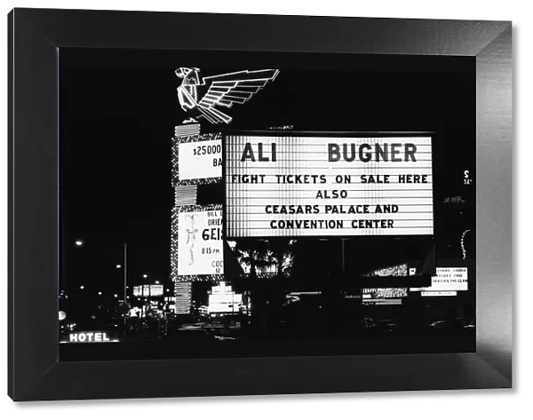 Neon sign on the strip in Las Vegas advertising the Muhammad Ali