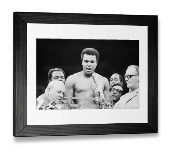 Framed Print : Muhammad seen here at the weigh before his world champion fight against Joe Frazier