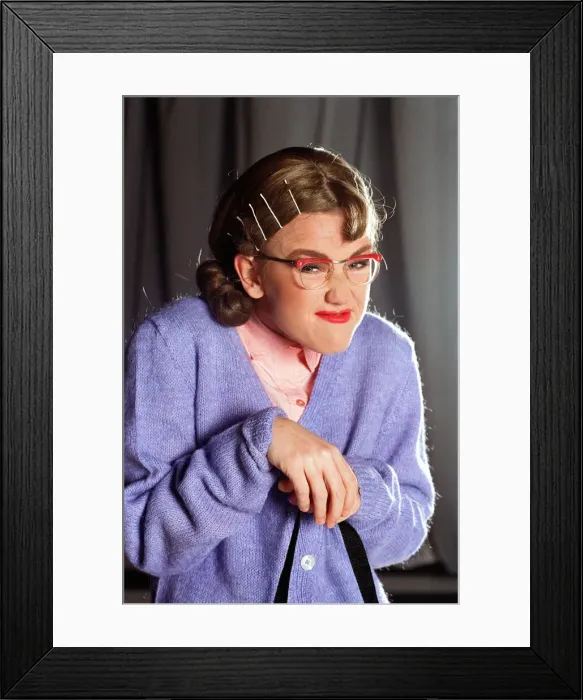 Framed Print : Actress Lisa Maxwell dressed up as an old woman for Noel Edmunds Saturday Road Show Framed Print : Actress Lisa Maxwell dressed up as an old woman for Noel Edmunds Saturday Road Show