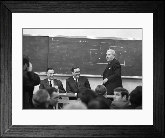 Framed Print : Football Association teach-in at Leeds University with Sheffield United manager John