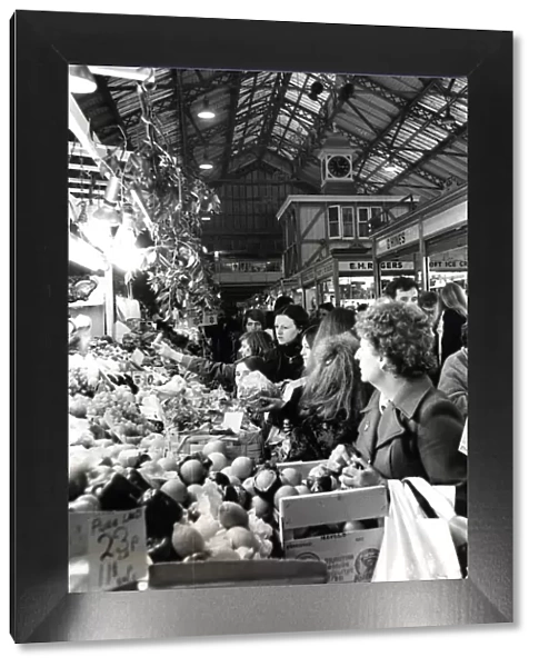 Cardiff - Old - Indoor Market - Central Market - A busy shopping scene at Central Market