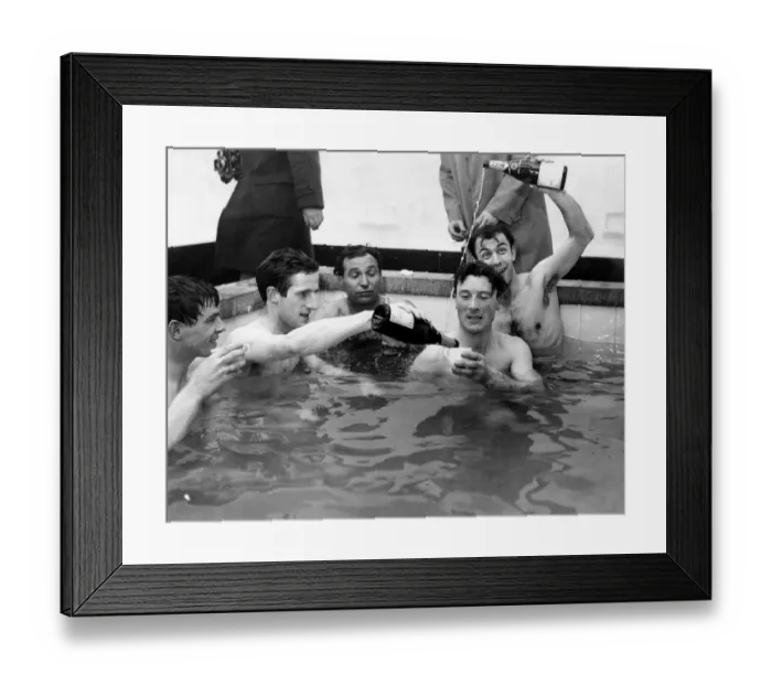 Framed Print : Stoke City players celebrate winning match against Luton, and in doing so Framed Print : Stoke City players celebrate winning match against Luton, and in doing so