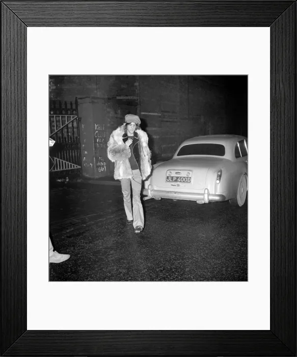 Framed Print : Rolling Stones: Donovan arrives for the bands concert. March 1971 Framed Print : Rolling Stones: Donovan arrives for the bands concert. March 1971
