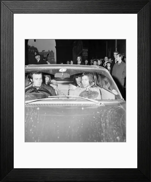 Framed Print : Rolling Stones: Charlie Watts, Bill Wyman and his girlfriend Astrid arrive at Newcastle Framed Print : Rolling Stones: Charlie Watts, Bill Wyman and his girlfriend Astrid arrive at Newcastle