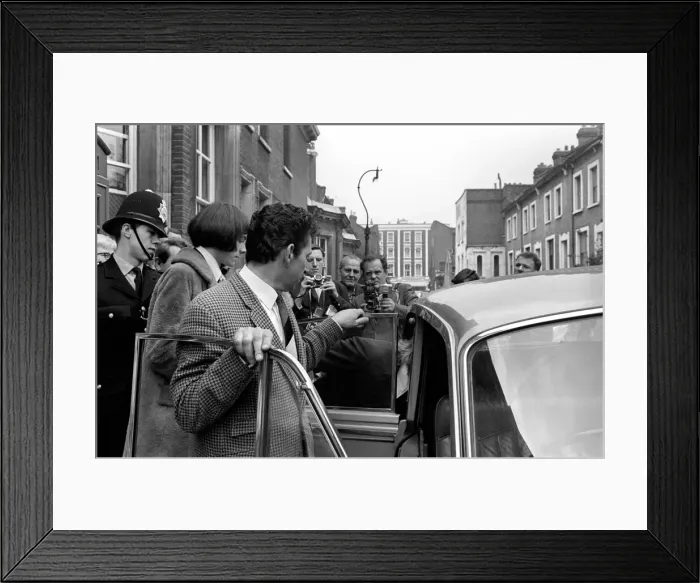 Framed Print : Outside West London Magistrates Court, Rolling Stones Brian Jones getting into the car Framed Print : Outside West London Magistrates Court, Rolling Stones Brian Jones getting into the car