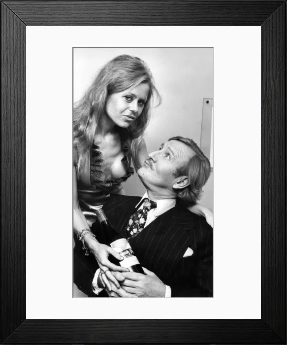 Framed Print : Actor Leslie Phillips with hs co star Sally Farmiloe from the his new film Spanish Fly