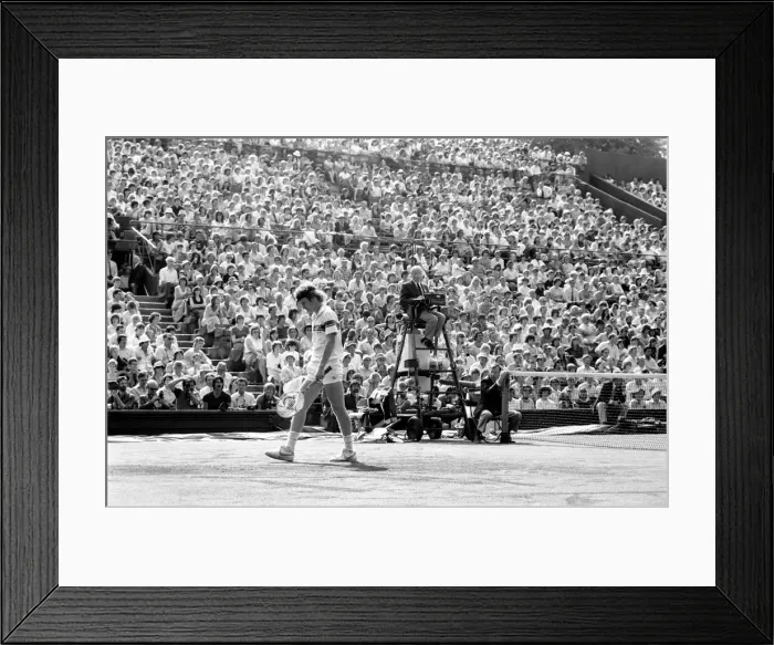 Framed Print : John McEnroe v Tom Gullikson, first round match at Wimbledon on Court Number One Framed Print : John McEnroe v Tom Gullikson, first round match at Wimbledon on Court Number One