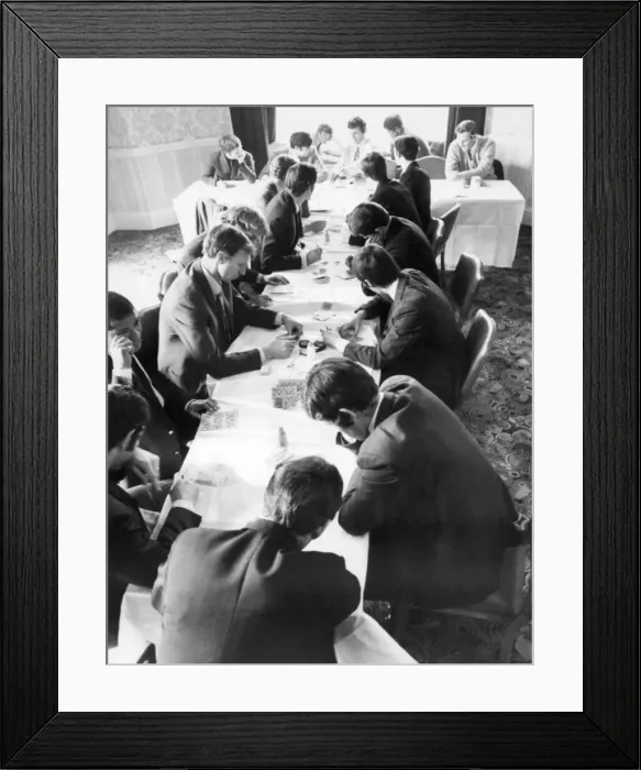Framed Print : Leeds United players playing Bingo before a game against Southampton Framed Print : Leeds United players playing Bingo before a game against Southampton