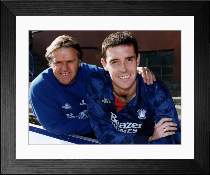 Framed Print : Falkirk footballer David Weir with Jim Jefferies. Circa October 1994 Framed Print : Falkirk footballer David Weir with Jim Jefferies. Circa October 1994