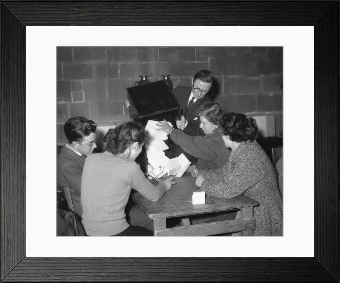 Framed Print : Votes in the 1951 General Election for one of the Coventry constituencies are seen here Framed Print : Votes in the 1951 General Election for one of the Coventry constituencies are seen here