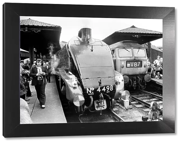 Steam Engine No. 4498 the Sir Nigel Gresley all ready to leave on 7th Spetember 1975