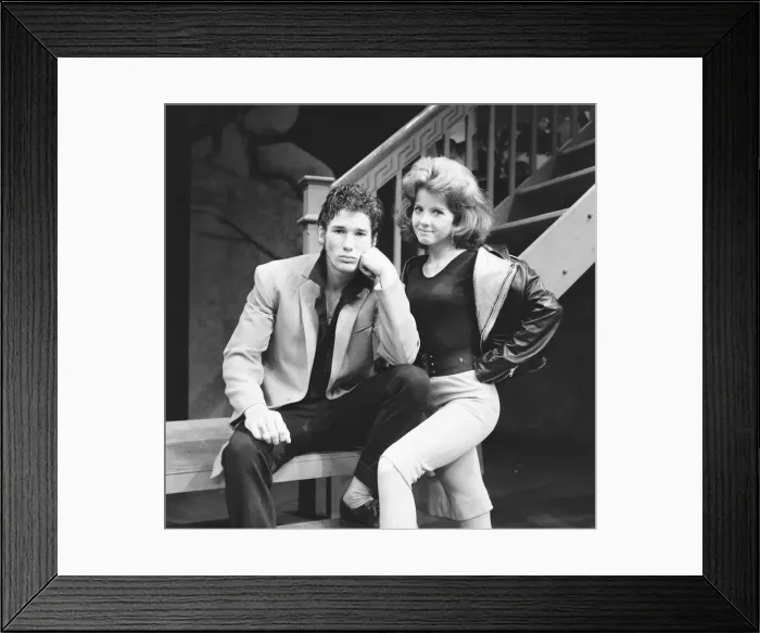 Framed Print : Richard Gere as Danny and Stacey Gregg as Sandi seen here in rehearsal for the musical Framed Print : Richard Gere as Danny and Stacey Gregg as Sandi seen here in rehearsal for the musical