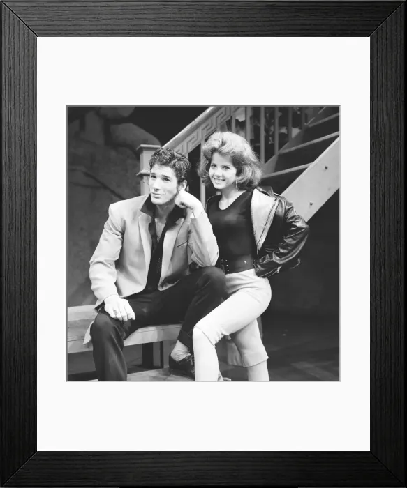 Framed Print : Richard Gere as Danny and Stacey Gregg as Sandi seen here in rehearsal for the musical Framed Print : Richard Gere as Danny and Stacey Gregg as Sandi seen here in rehearsal for the musical