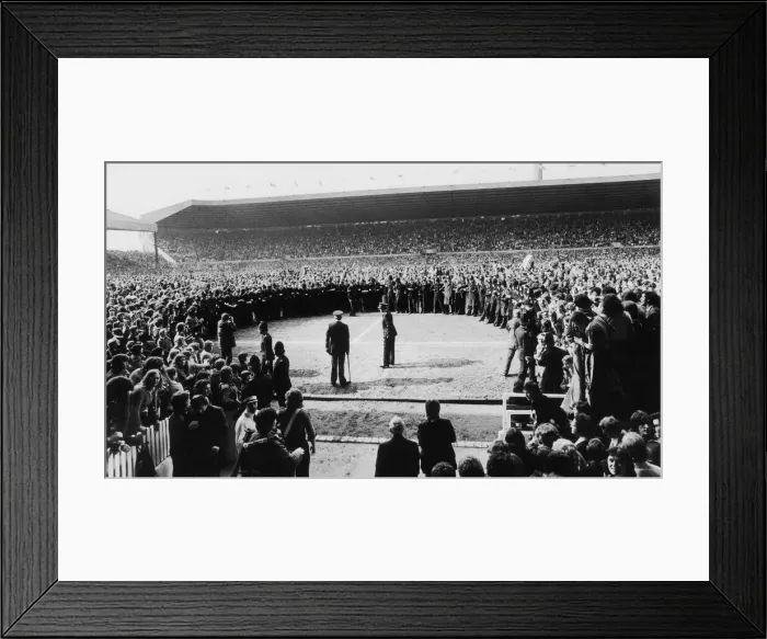 Framed Print : Manchester United supporters crowd onto the pitch at Old Trafford to celebrate their
