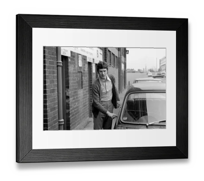 Framed Print : Manchester United footballer Brian Kidd leaves Old Trrfford training in his car following