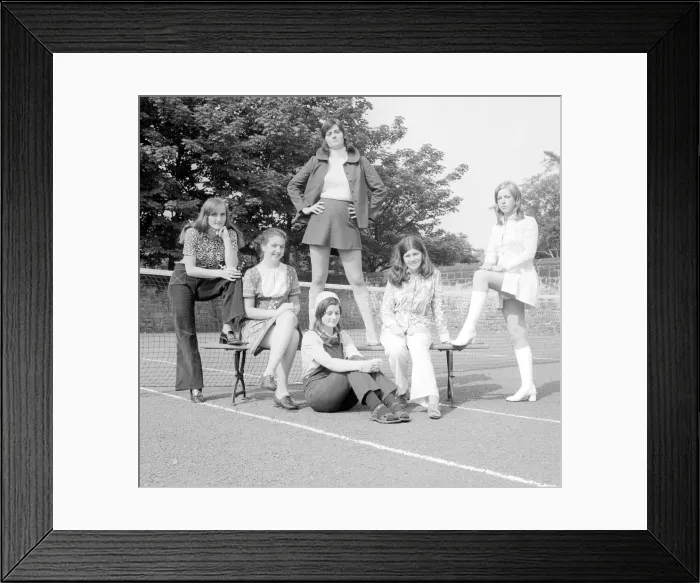 Framed Print : Schoolgirls from Church High School in Newcastle model the latest fashion 14 July 1971
