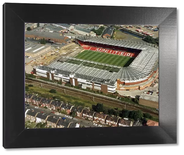 Aerial view of Old Trafford after the demolition of the Stretford End