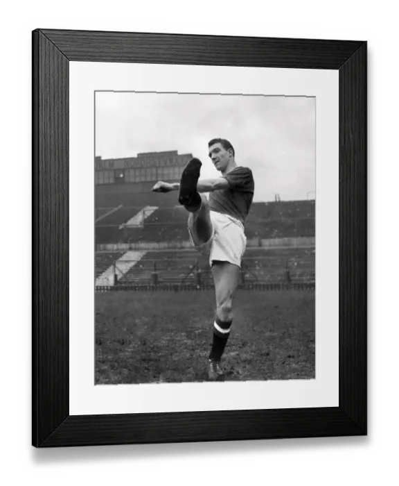 Framed Print : Manchester United footballer Bill Foulkes during a training session. March 1957