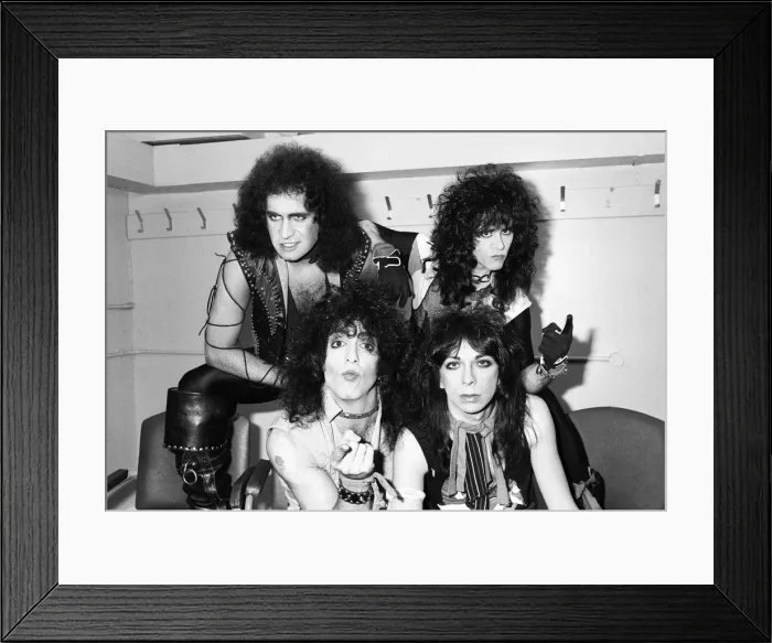 Framed Print : American rock group Kiss seen here in a very quick break between numbers at their concert Framed Print : American rock group Kiss seen here in a very quick break between numbers at their concert