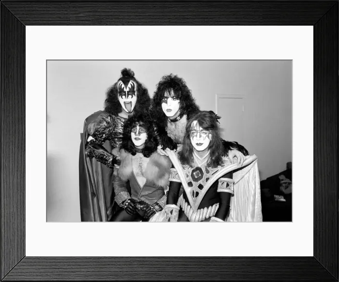 Framed Print : Kiss, the spectacular and colourful American rock group pictured at heathrow