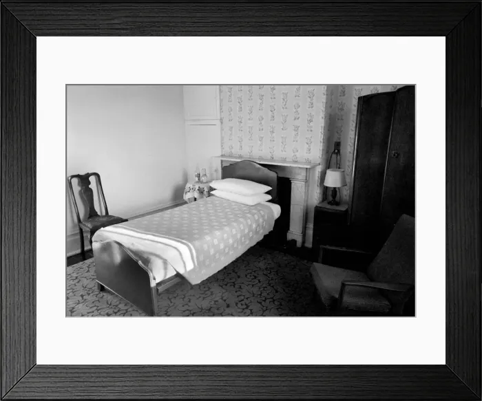 Framed Print : The Priory - Rochampton (Nursing Home) The room where Brian Jones stayed. December 1967 Framed Print : The Priory - Rochampton (Nursing Home) The room where Brian Jones stayed. December 1967