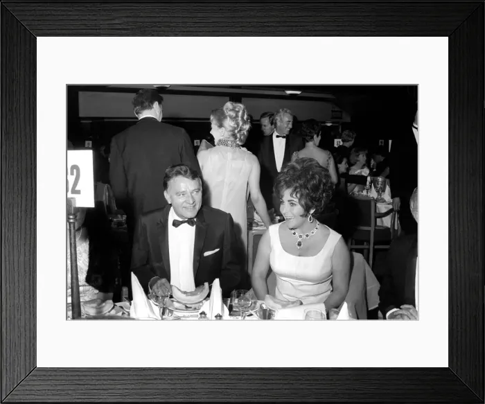 Framed Print : Richard Burton and Elizabeth Taylor seen here receiving best actor