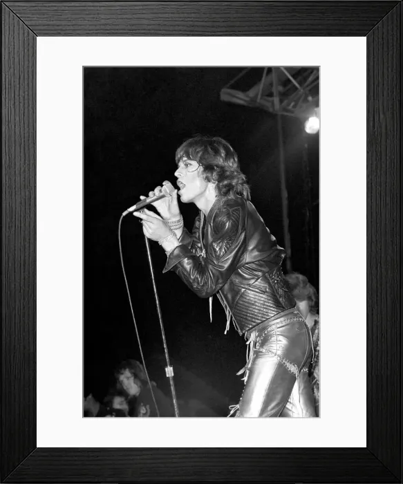 Framed Print : Mick Jagger, Rolling Stones at a September 1973 concert, possibly Wembley