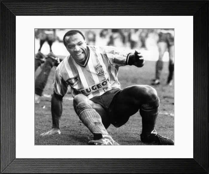 Framed Print : Cyrille Regis in action for Coventry City. 3rd February 1990 Framed Print : Cyrille Regis in action for Coventry City. 3rd February 1990