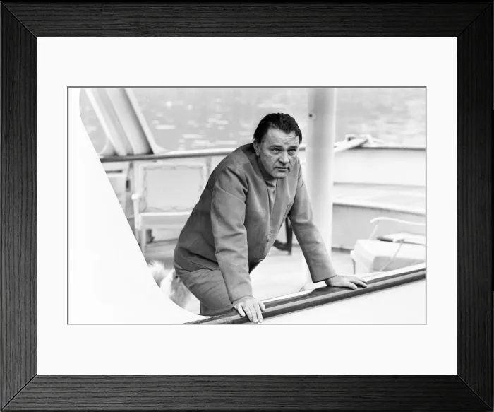 Framed Print : Richard Burton aboard his yacht Beatriz moored in London. 8th July 1968