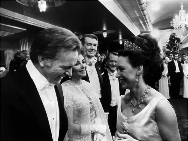 Princess Margaret meets Richard Burton and Elizabeth Taylor at premiere of