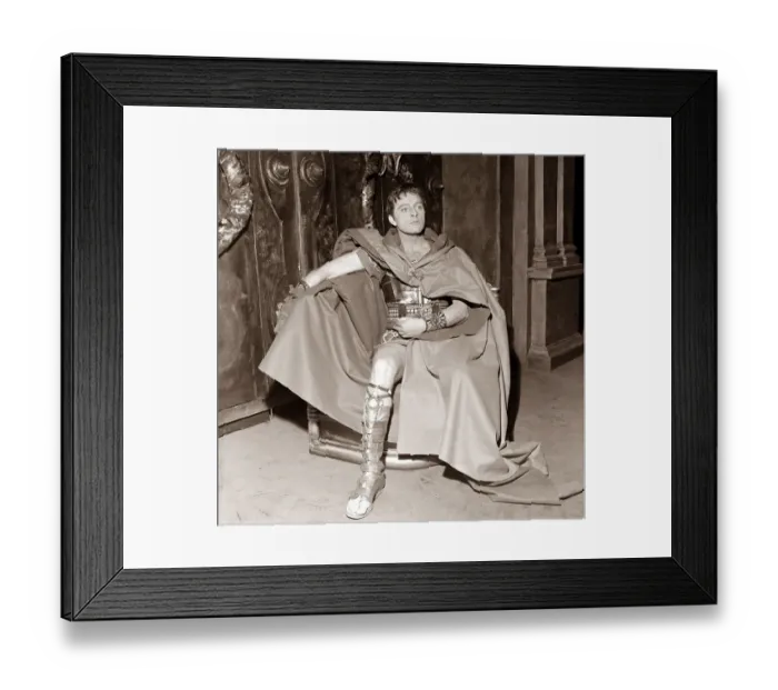 Framed Print : Actor Richard Burton on stage in costume as Coriolanus. Rehearsal at the Old Vic Framed Print : Actor Richard Burton on stage in costume as Coriolanus. Rehearsal at the Old Vic