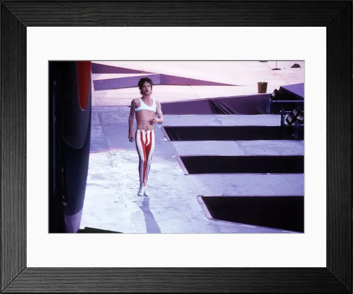Framed Print : The Rolling Stones, Mick Jagger at Wembley Stadium June 1982