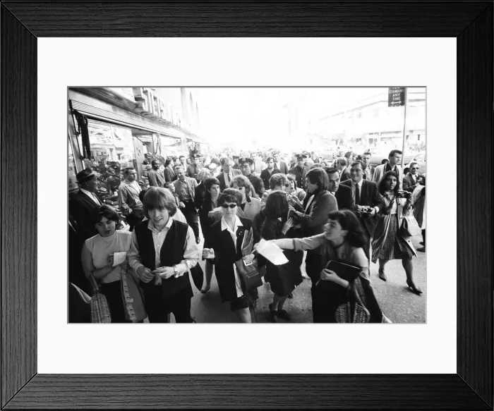 Framed Print : The Rolling Stones on Broadway. Brian Jones and Bill Wyman signing autographs Framed Print : The Rolling Stones on Broadway. Brian Jones and Bill Wyman signing autographs