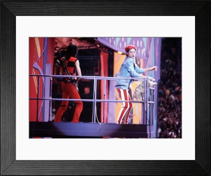 Framed Print : The Rolling Stones, Mick Jagger at Wembley Stadium. June 1982