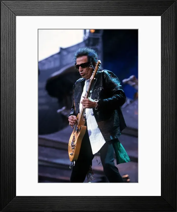 Framed Print : Rolling Stones in concert at Wembley Stadium 12th June 1999 Keith Richards playing