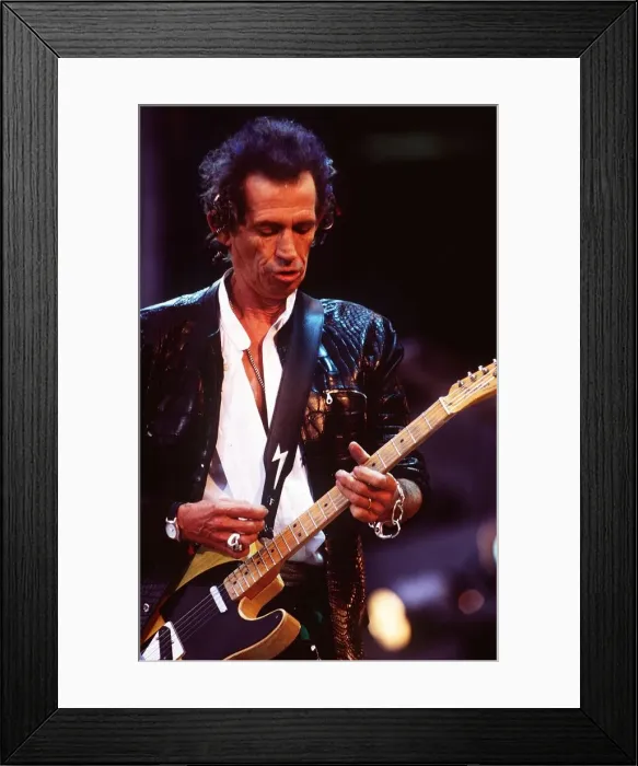 Framed Print : Rolling Stones concert at Wembley Stadium 11th June 1999 Keith Richards playing