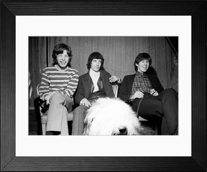 Framed Print : The Rolling Stones at a press conference after meeting fans on Broadway with an Old Framed Print : The Rolling Stones at a press conference after meeting fans on Broadway with an Old