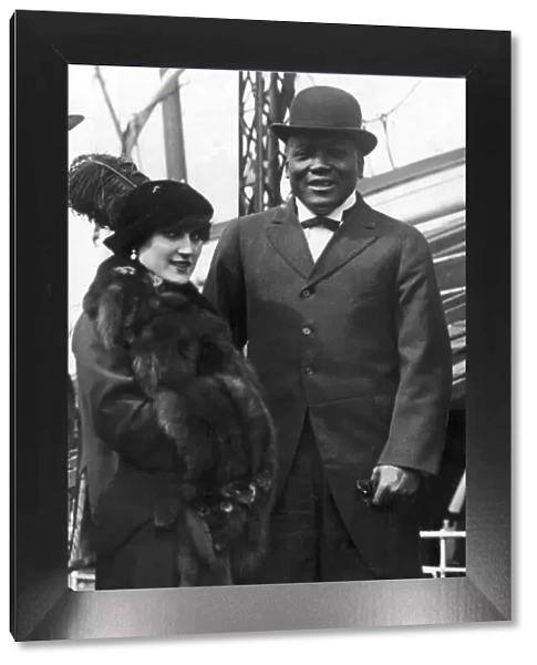 American boxer Jack Johnston seen here on his arrival at Folkestone with his second wife