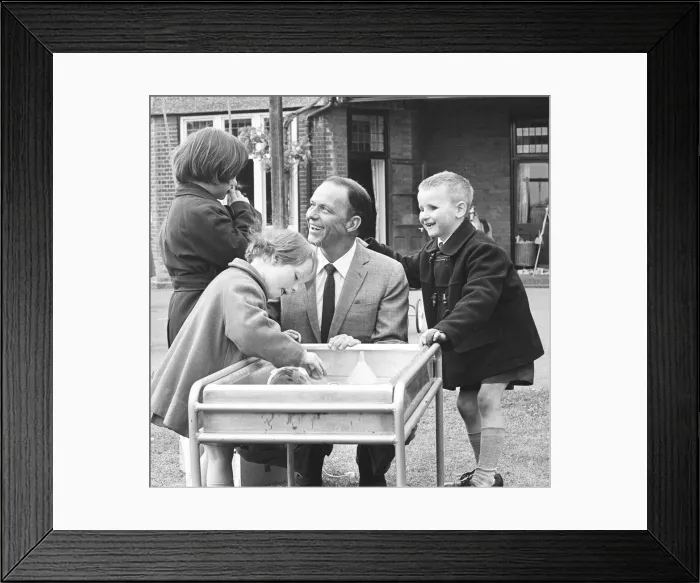 Framed Print : Frank Sinatra seen here during a visit to Royal National College for the Blind at Norwood Framed Print : Frank Sinatra seen here during a visit to Royal National College for the Blind at Norwood