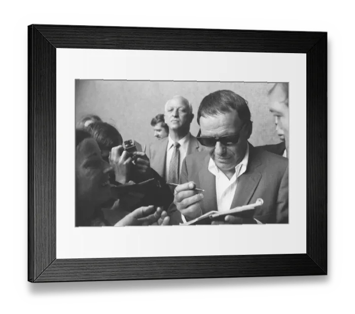 Framed Print : Singer Frank Sinatra who is in the United Kingdom to perform two charity concerts in aid Framed Print : Singer Frank Sinatra who is in the United Kingdom to perform two charity concerts in aid